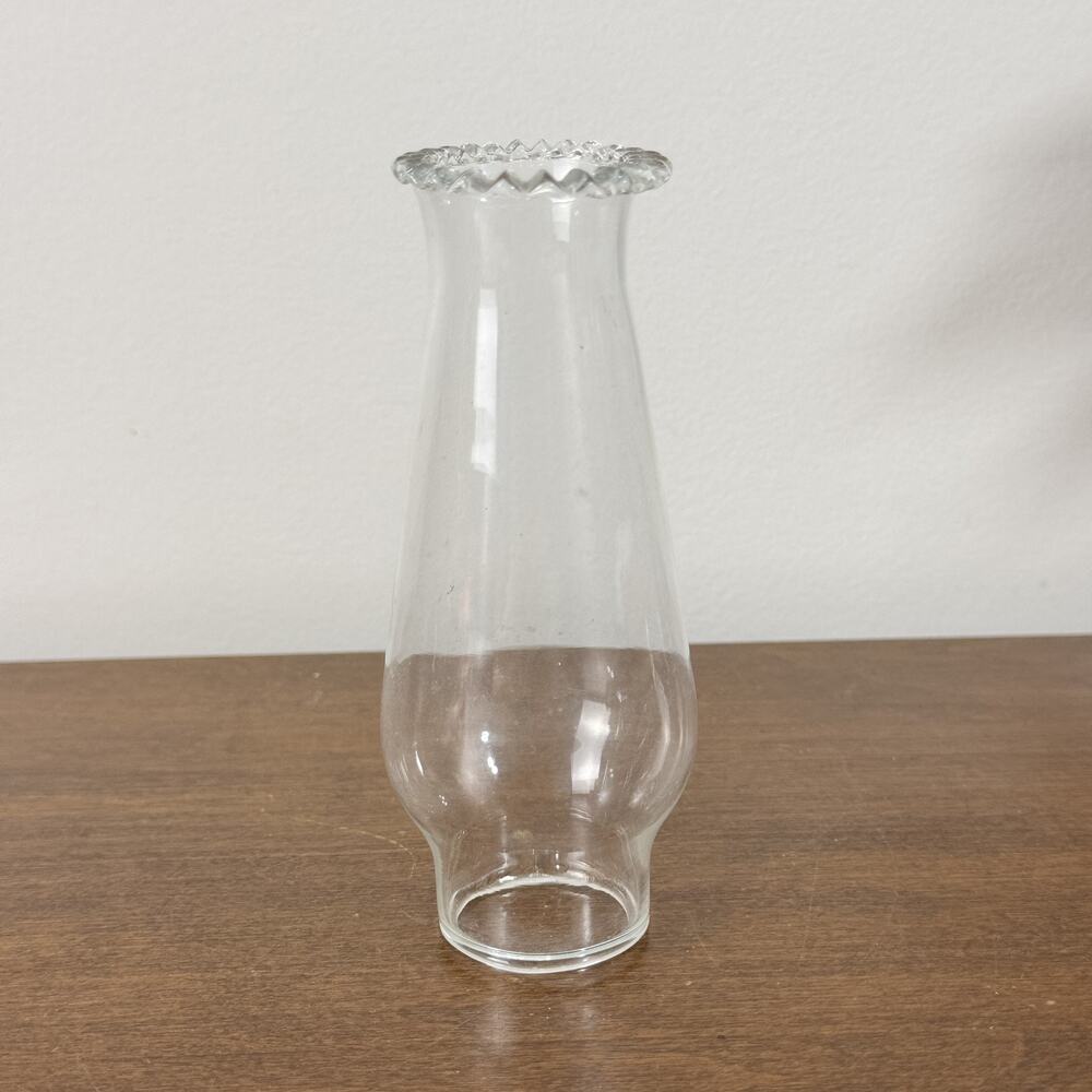 Vintage Clear Glass Lamp Shade Chimney Scalloped Top Replacement Part 1.25"